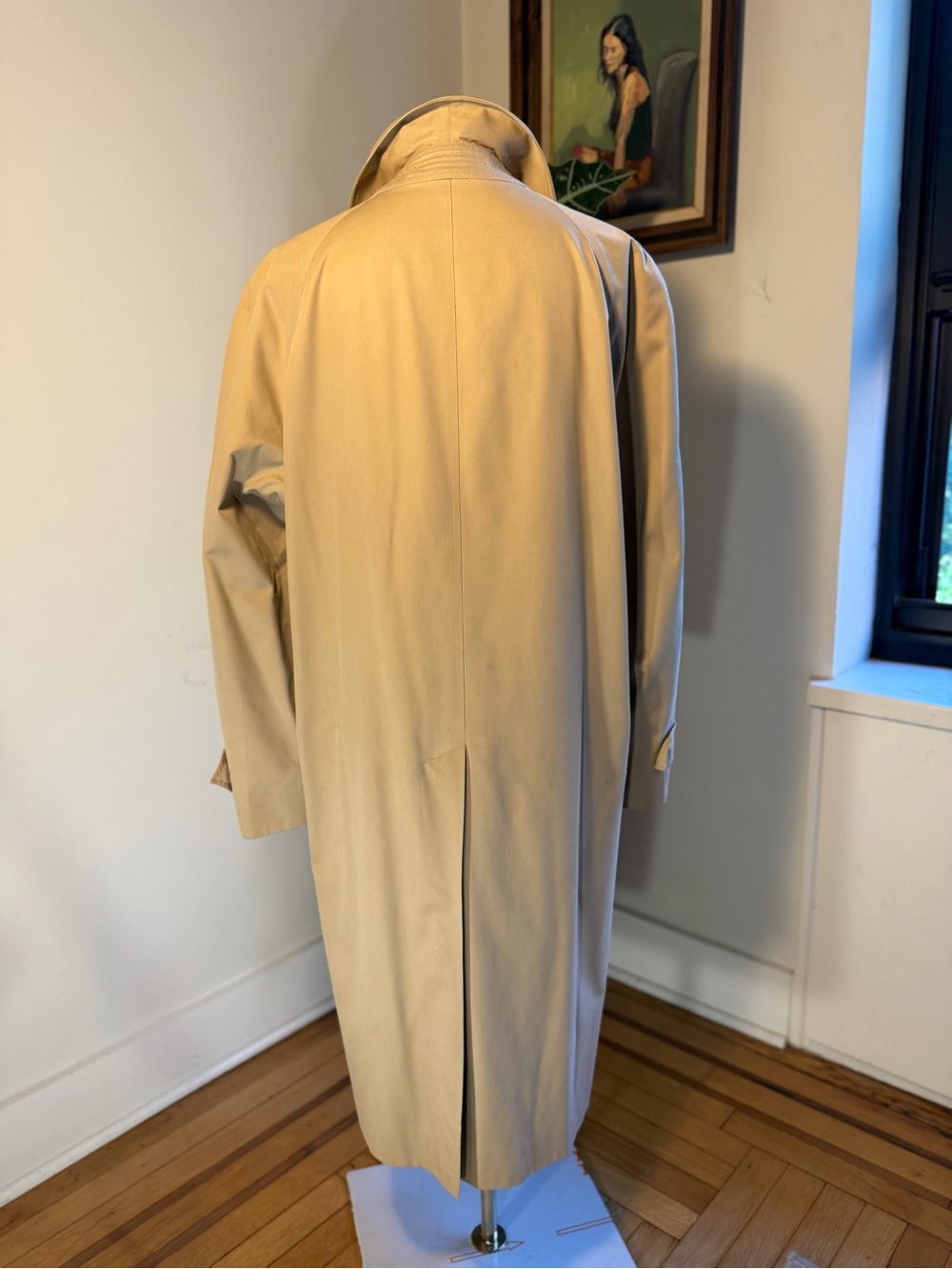 Vintage Burberrys Balmacaan Trench Rain Coat Nova Check Lining Khaki 42R 90s XL - Picture 6 of 13